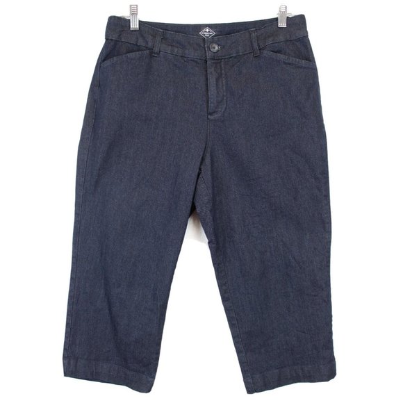 St. John's Bay Capri Jeans Women 10 Blue Denim High Rise Stretch Dark Wash - Picture 1 of 12